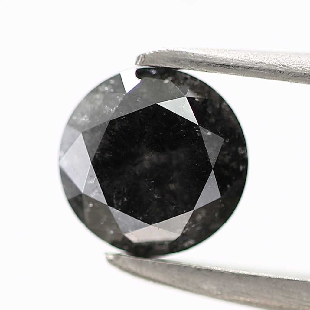 0.74 Carat Fancy Black Round Shape Brilliant Cut Natural Loose Diamond